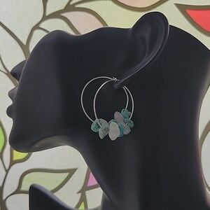 New Handmade Natural Gemstone Hoop Earrings With Gift Box Included
